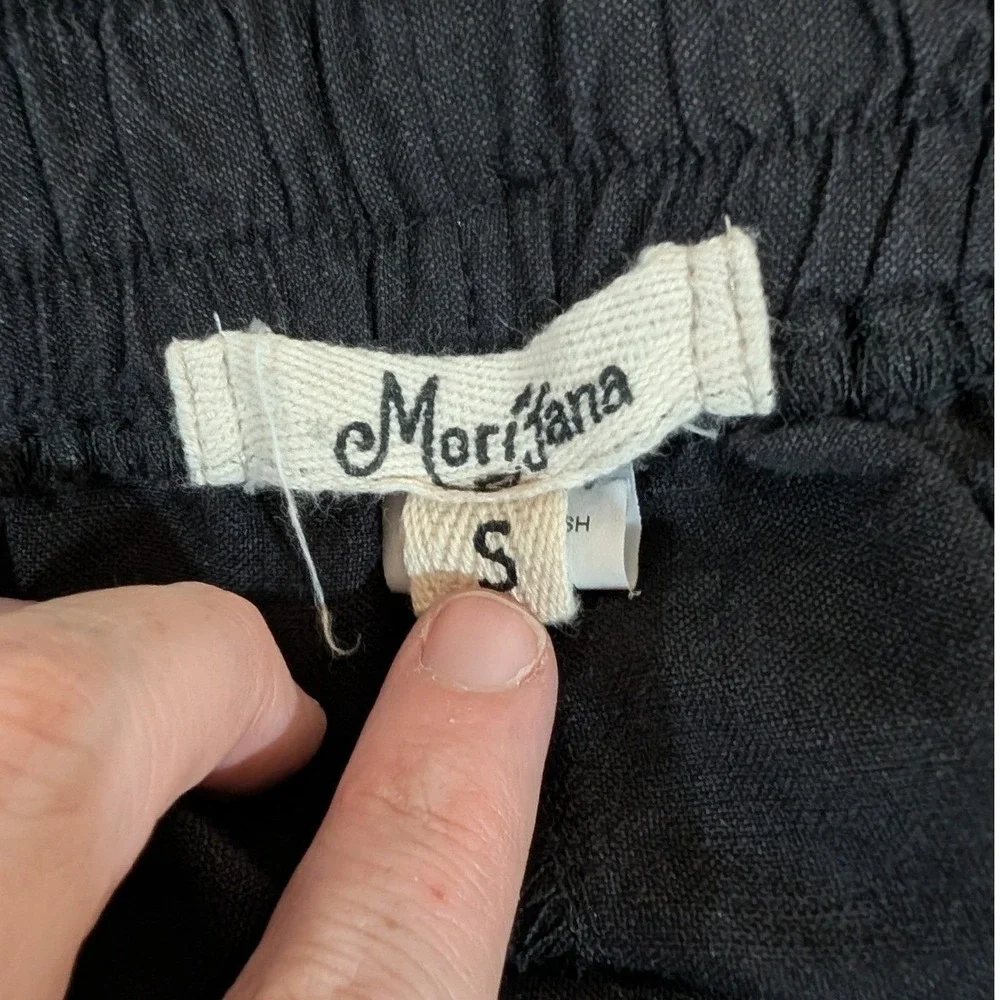 Morijana Jackie Black Linen Blend Wide Leg Cargo Pants Lagenlook Coastal S - Picture 10 of 11